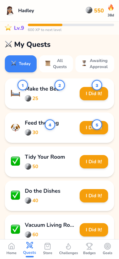 Kid quest list