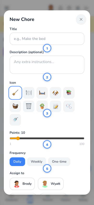 New Chore modal