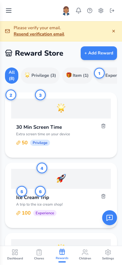 Reward store with categories
