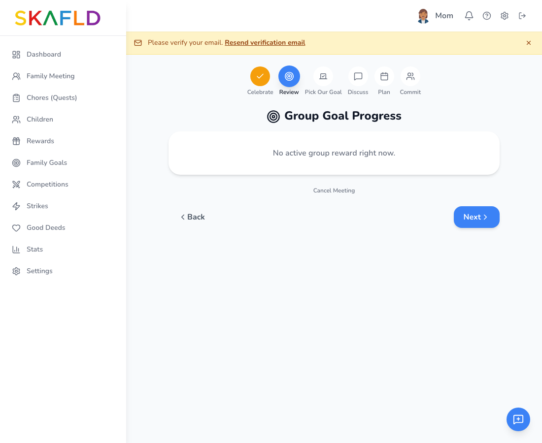 Family meeting step 2 — Review